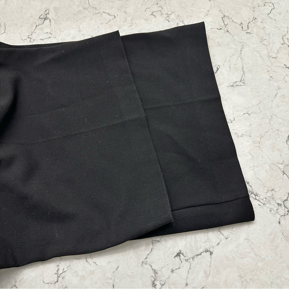 Zara Large Black Dress Pants Wide Leg High Rise White Satin Drawstring Waistband - Picture 6 of 6